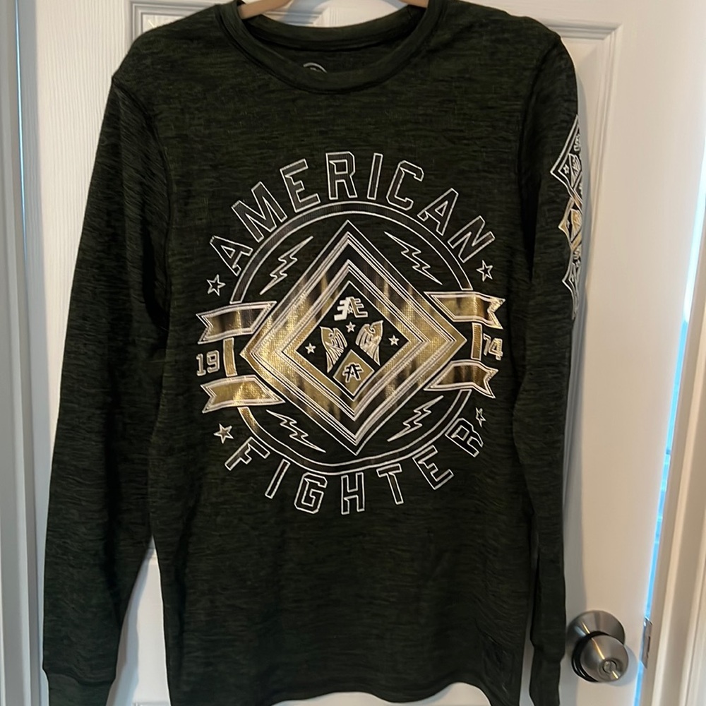 American Fighter Green and gold long sleeve shirt
